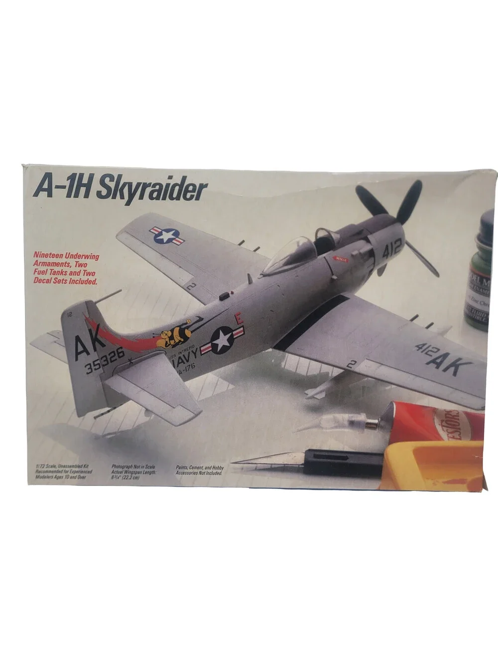 Testors Fujimi A-1H Skyraider US 1/72 Scale Aircraft Model Kit 362 Sealed Bag